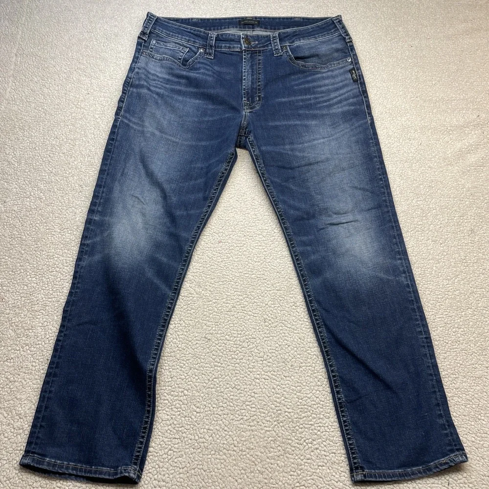 Silver Jean Co Eddie 36x30 Mens Denim Dark Wash Blue Jeans (38x31)